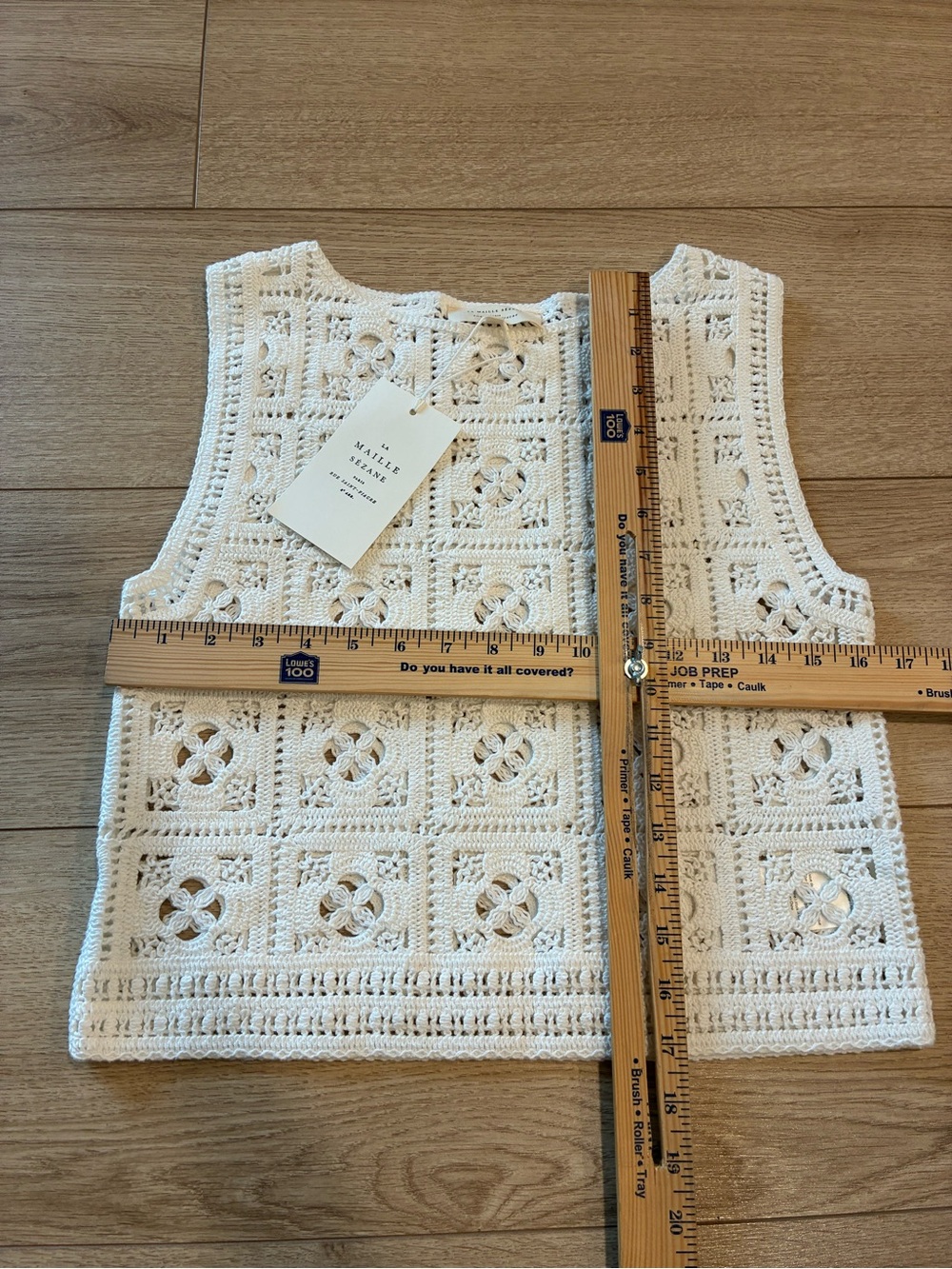 NWT Sezane Women’s Pull Lysiane Jumper Ecru Crochet Top Size XS - Picture 3 of 7